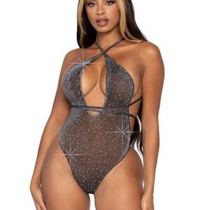 Leg Avenue convertible plunging rhinestone teddy